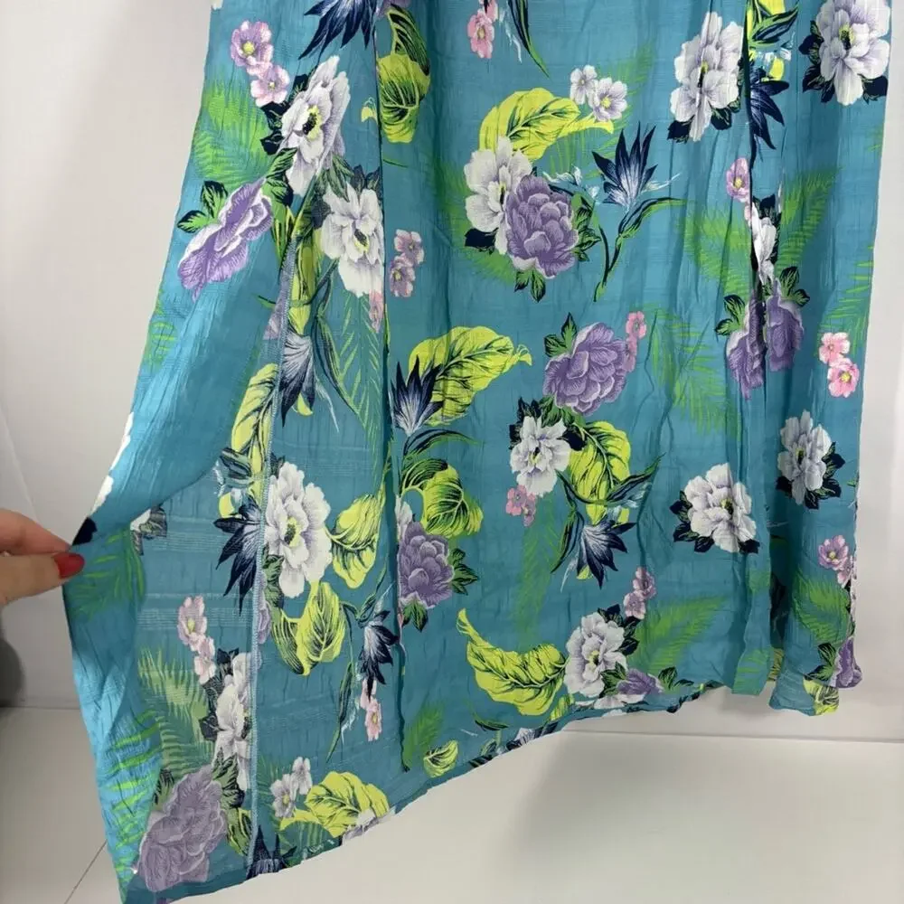 NWT Cacique Swim Floral Maxi Skirt in Blue and Green Size 18/20 J0184